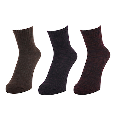 クー（Coo.）ヒートクロス 3足組 アンクル丈 ソックス 895Q4GSA0054 BRN 22-25cm 抗菌防臭