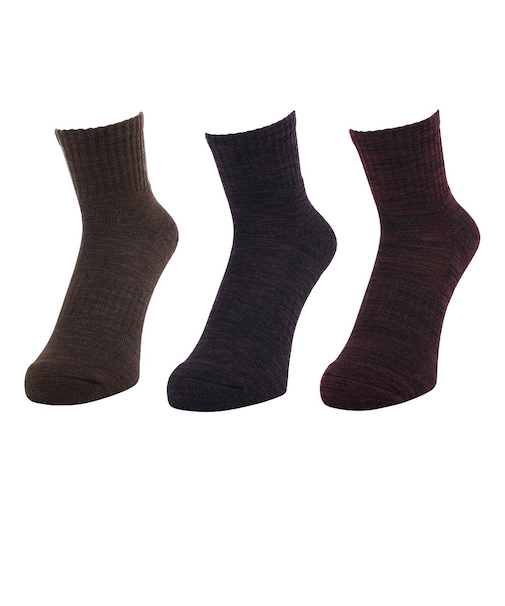 クー（Coo.）ヒートクロス 3足組 アンクル丈 ソックス 895Q4GSA0054 BRN 22-25cm 抗菌防臭