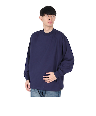 ヤックパック（YAK PAK）無地 モックネック ロングTシャツ 4710017-60 NAV