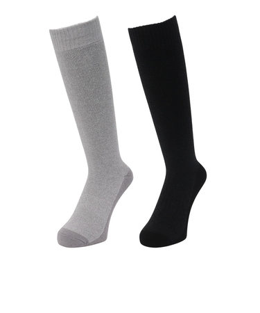 クー(Coo.)HEAT-X 2足組 クルー丈 底切り替え ソックス GRYBLK 894Q4GSA0023 GRY25 25-28cm 抗菌防臭