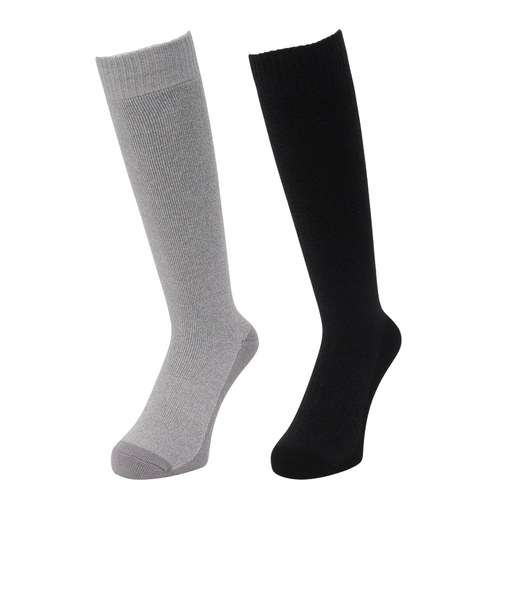 クー(Coo.)HEAT-X 2足組 クルー丈 底切り替え ソックス GRYBLK 894Q4GSA0023 GRY25 25-28cm 抗菌防臭