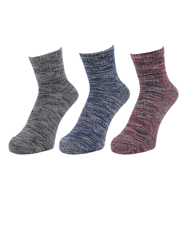 クー(Coo.)HEAT-X 3足組 アンクル丈 ソックス REDNVYBLK 894Q4GSA0061 RED 25-28cm 抗菌防臭