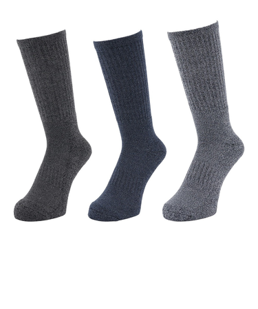 クー(Coo.)HEAT-X 3足組 クルー丈 ソックス REDNVYBLK 894Q4GSA0070 RED 25-28cm 抗菌防臭