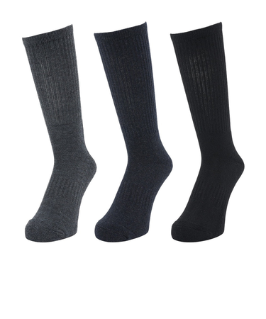 クー(Coo.)HEAT-X 3足組 クルー丈 ソックス CGYNVYBLK 894Q4GSA0073 CGRY 25-28cm 抗菌防臭