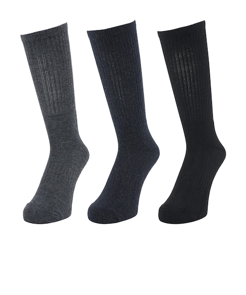 クー(Coo.)HEAT-X 3足組 クルー丈 ソックス CGYNVYBLK 894Q4GSA0073 CGRY 25-28cm 抗菌防臭