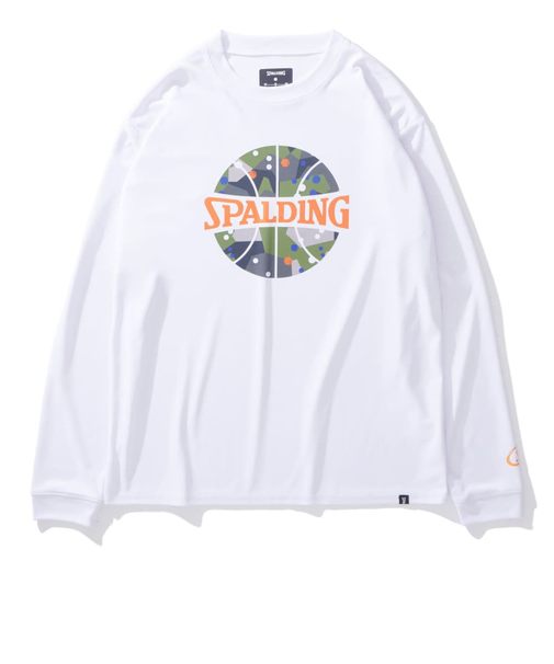 スポルディング（SPALDING）バスケットボールウェア 長袖 Tシャツ ポルカドット カモ ボールプリント SMT24110WH