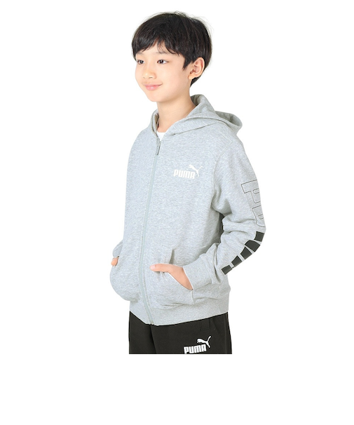 プーマ（PUMA）ジャージ ボーイズ POWER カラーブロック フーデッド 678571 04 LGRY