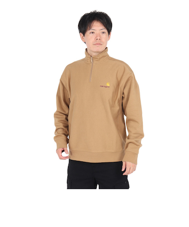 カーハート（CARHARTT）ハーフジップ アメリカン スクリプト スウェットシャツ I0270142FSXX24FW