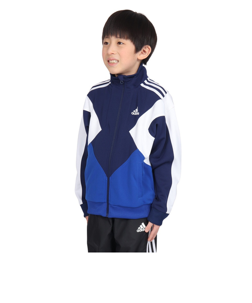 アディダス（adidas）キッズ マストハブ ルーズフィット カラーブロック ダブルニット トラックトップ KPX86-JP4894