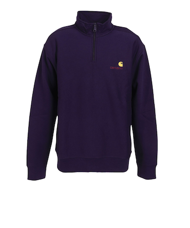 カーハート(CARHARTT)ハーフジップ アメリカンスクリプト スウェットシャツ I0270142BZXX24FW