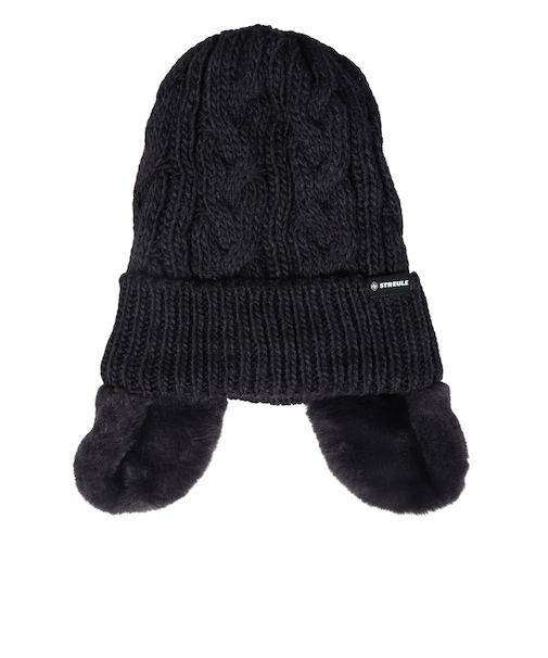 耳付き ニット帽 ST24FB0049 BLK