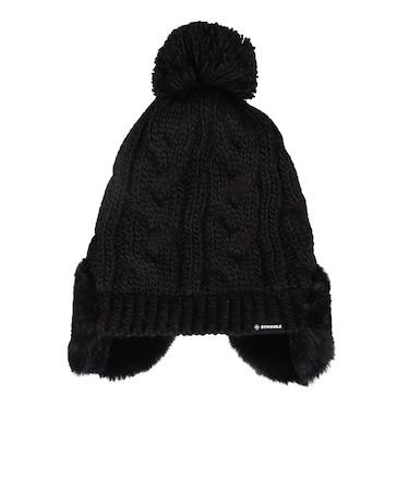 耳付き ポンポン ニット帽 ST24FB0050 BLK