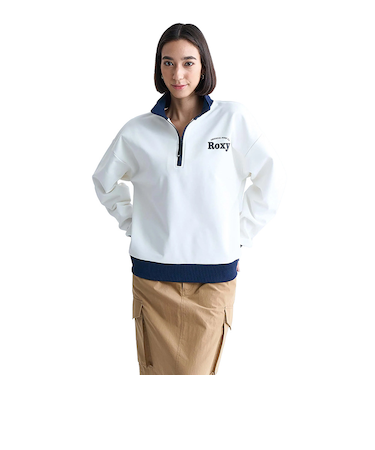 ロキシー（ROXY）速乾 UVカット ハーフジップ スウェット KEEP IT REAL STAND 24FWRZP244038WHT
