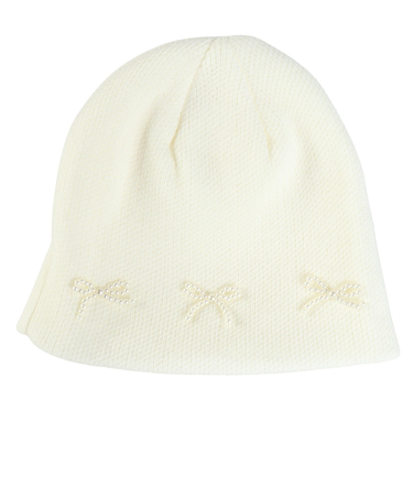 パールリボン付 ニット帽 WG257 WH 白