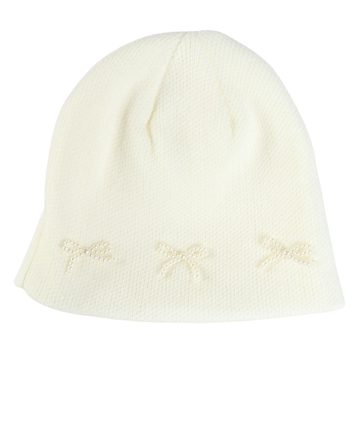 パールリボン付 ニット帽 WG257 WH 白