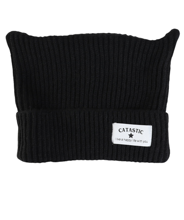 ねこみみ ニット帽 ブラック 88003 黒