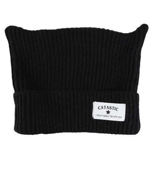 ねこみみ ニット帽 ブラック 88003 黒