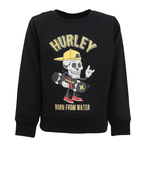 ハーレー（HURLEY）ジュニア オーバーサイズド スカル ヘッド スウェット クルー BCFL242004-BLK