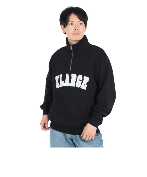エクストララージ（XLARGE）ARCH ロゴ ハーフジップスウェット 101244012008-BLACK