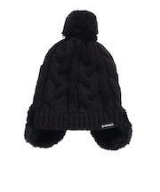 キッズ 耳つきポンポン ニット帽子 ST24FB0052 BLK