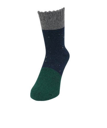 ルームソックス WARM HOME バイカラー クルー丈 3FR02W BLU 25cm