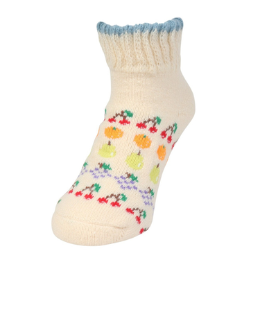 ルームソックス WARM HOME フルーツ ショート丈 2262-12M WHT クリーム 23cm