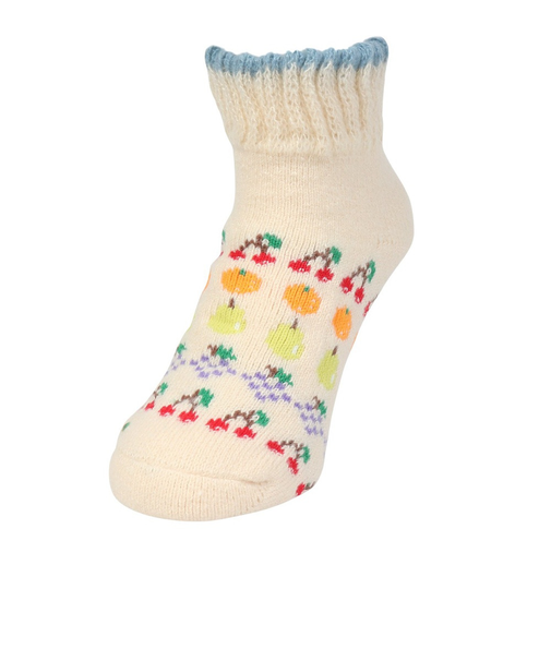 ルームソックス WARM HOME フルーツ ショート丈 2262-12M WHT クリーム 23cm