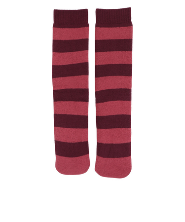 スタイリング満足 美温活 おふとん心地 ルームソックス 靴下 ボーダー柄 60cm 防寒対策 4245-88M RED 赤 22cm