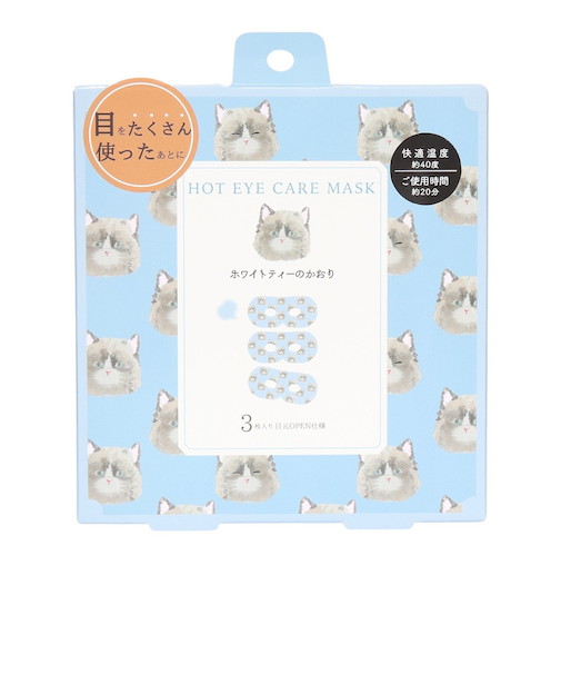 ほんやら堂（HONYARADO）ながら温アイマスク アニマル ねこ柄 3枚入 ホワイトティーの香り RLK38808