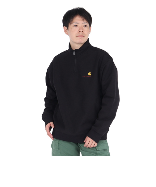 カーハート(CARHARTT)ハーフジップ アメリカンスクリプト スウェットシャツ I02701489XX24FW