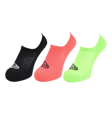 ニューエラ(NEW ERA)ソックス ベリーショート 3足組 ブラック ネオンオレンジ ネオングリーン 14518164