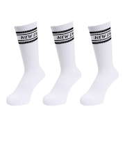ニューエラ（NEW ERA）ソックス クルー丈 3足組 ライン ホワイト 14518179