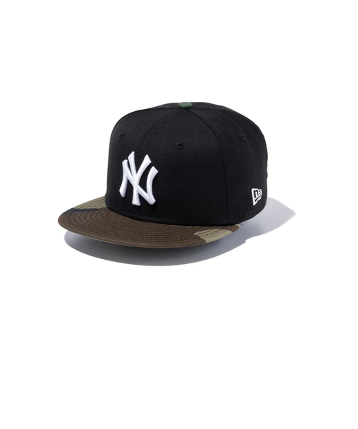 ニューエラ（NEW ERA）キャップ Youth 9FIFTY ニューヨーク ヤンキース ブラック×ホワイト ウッドランドカモバイザー 14524531