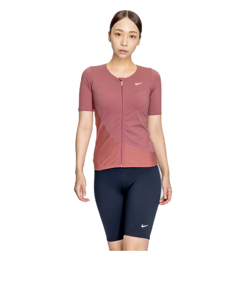 ナイキ（NIKE）フィットネス水着 レディース 水泳 ジップ付き半袖セパレーツ 2993125-014