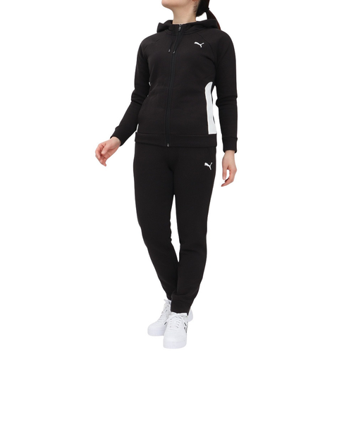 プーマ（PUMA）ウォームアップ クラシック フーデット トラックス 上下セット 684127 01 BLK