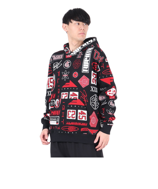 バスケットボールウェア エッセンシャル プリント フリース プルオーバー パーカー HM7254-010