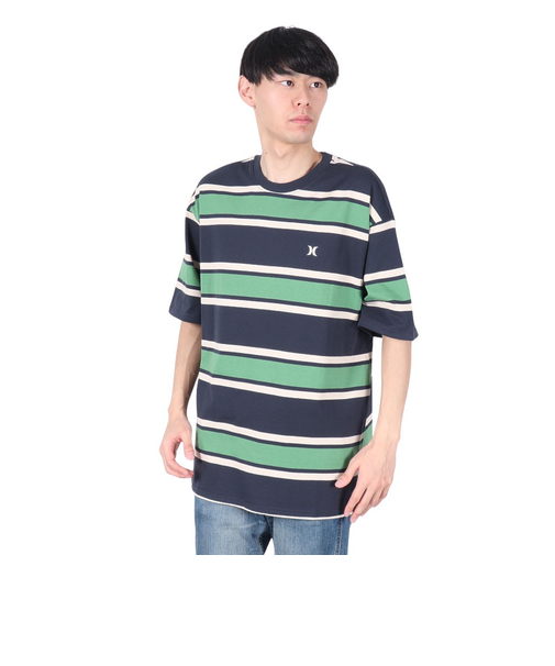 ハーレー（HURLEY）オーバーサイズド ボーダー 半袖Tシャツ MSS2411019-GRN
