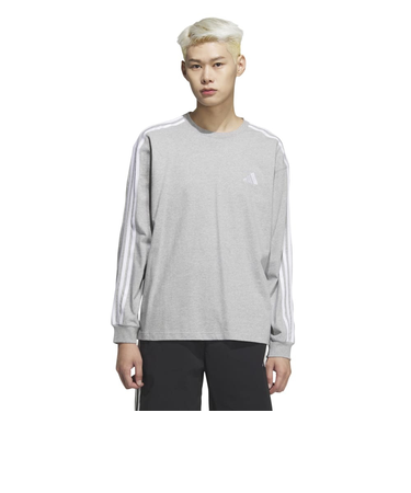 アディダス（adidas）エッセンシャルズ プラス ルーズフィット スリーストライプス 長袖Tシャツ JUP88-JW6936