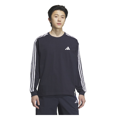 アディダス（adidas）エッセンシャルズ プラス ルーズフィット スリーストライプス 長袖Tシャツ JUP88-JW6935