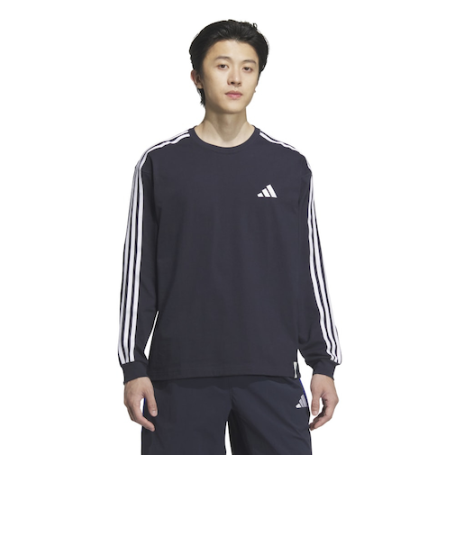アディダス（adidas）エッセンシャルズ プラス ルーズフィット スリーストライプス 長袖Tシャツ JUP88-JW6935