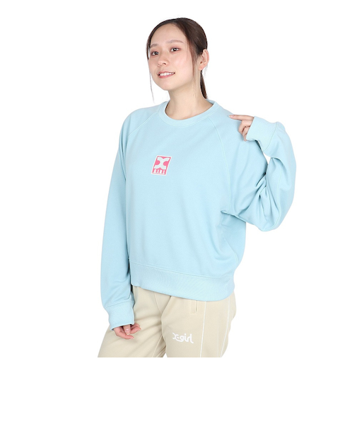 エックスガール（X-gir）ショート クルーネック スウェットシャツ 155251012004-LtBLUE