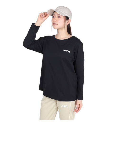エックスガール（X-gir）アスリート ロゴ 長袖Tシャツ 155251013005-BLACK