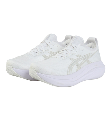 アシックス（ASICS）ランニングシューズ ゲルニンバス27 ホワイト グレー 1012B753.100 スニーカー クッション GEL-NIMBUS 27