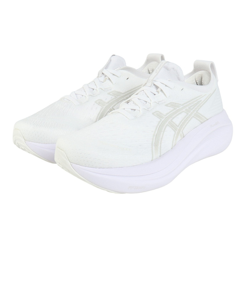 アシックス（ASICS）ランニングシューズ ゲルニンバス27 ホワイト グレー 1011B958.100 スニーカー クッション GEL-NIMBUS 27