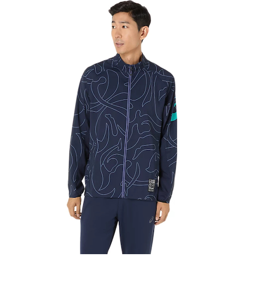 ウィンタースポーツ用ジャケット ネイビーとオリーブ アシックス（ASICS）クールグラフィックサマーウーブン