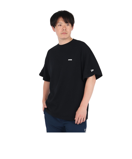 ニューエラ（NEW ERA）半袖 オーバーサイズド ドロップショルダー パフォーマンス Tシャツ シャドー ロゴ ブラック 14410161