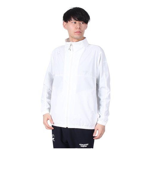 美品　デサントゴルフ　オフホワイト　ジャケット　ストレッチ 4WAYソロストレッチRYOKUプリントウィンドジャケット【UV