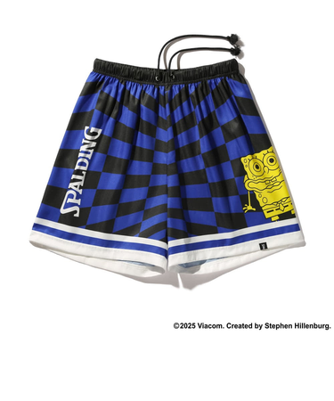 スポルディング（SPALDING）ジュニア バスケットボールウェア 布帛ショーツ スポンジ・ボブ チェッカーフラッグ SJP25064SDB