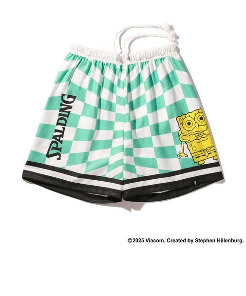 スポルディング(SPALDING)ジュニア バスケットボールウェア 布帛ショーツ スポンジ・ボブ チェッカーフラッグ SJP25064S