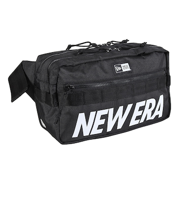 ニューエラ（NEW ERA）バッグ スクエア ウエストバッグ プリントロゴ 黒 7L 14521303 ウエストポーチ ボディバッグ レジャー